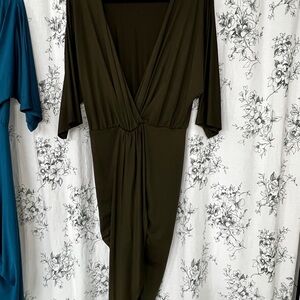 Elegant Olive Green Wrap Dress